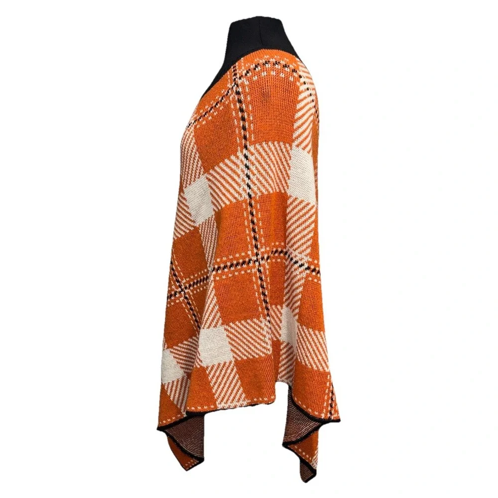 NEW Green 3 Plaid OSU Beavers Poncho One‎ Size Orange Balck USA Recycled Cotton - Picture 4 of 11